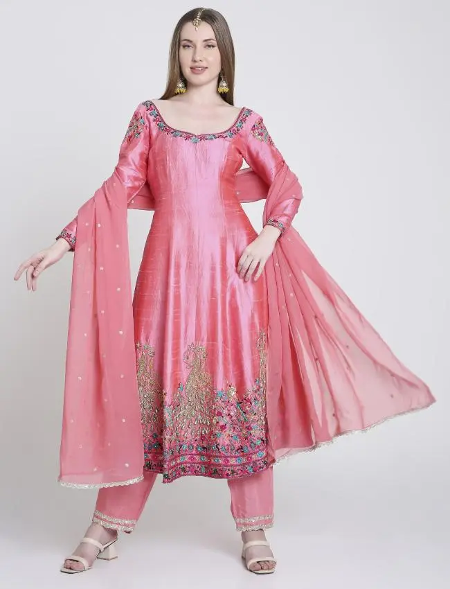 Pink Anarkali suit
