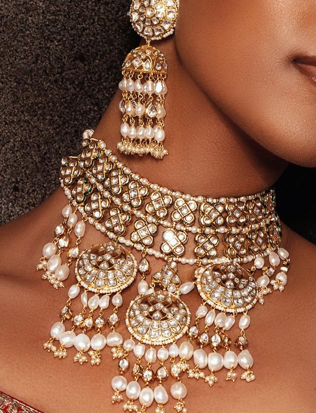 Pearl & Polki Bridal Necklace Set