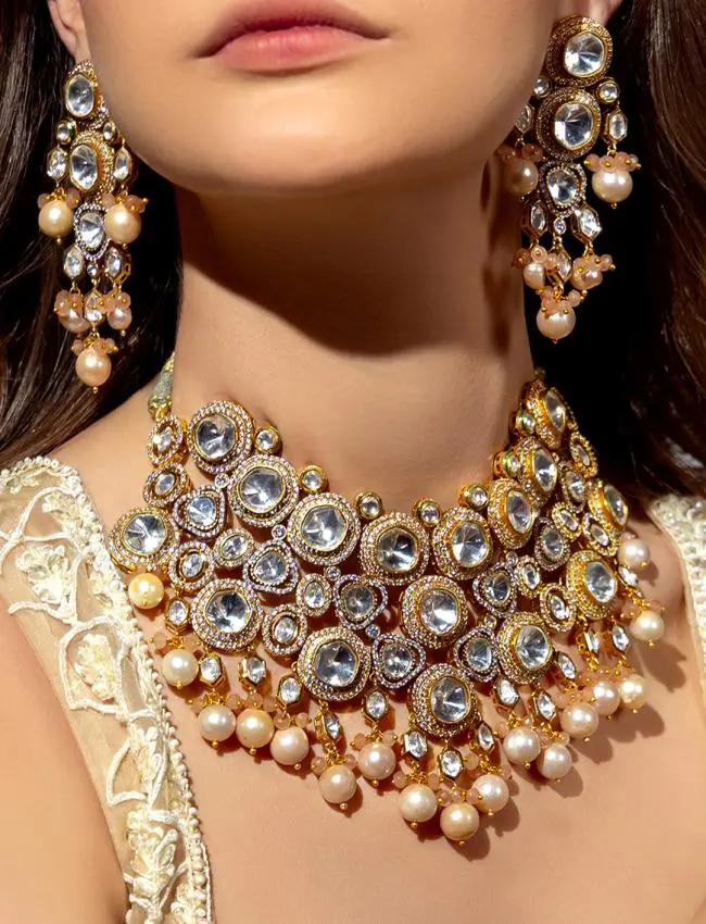 Baroque Pearl & Polki Necklace Set