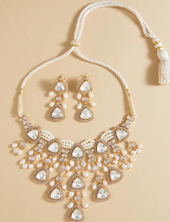 Polki & Pearl Drops Bridal Necklace Set