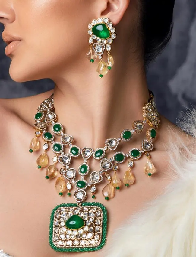 Polki & CItrine Bridal Necklace Set