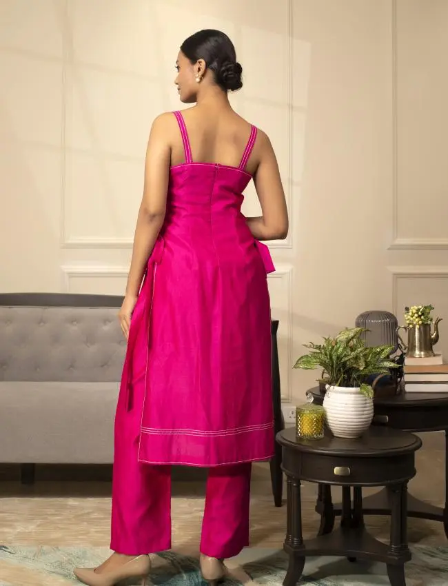 Eeda_Gc_Strappy Kurta Set_Pink
