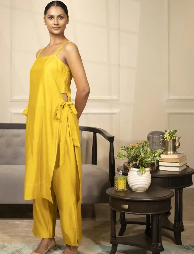 Eeda_Gc_Strappy kurta set_yellow