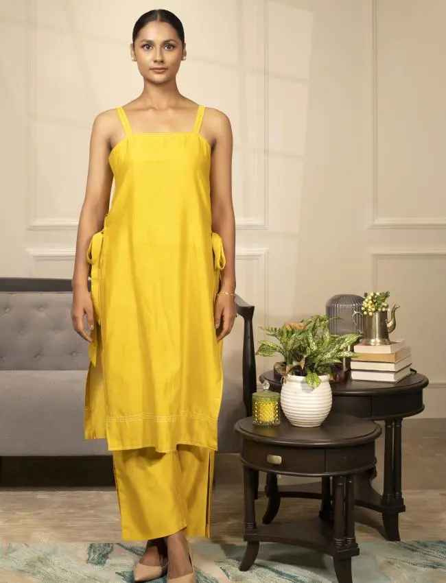 Eeda_Gc_Strappy kurta set_yellow