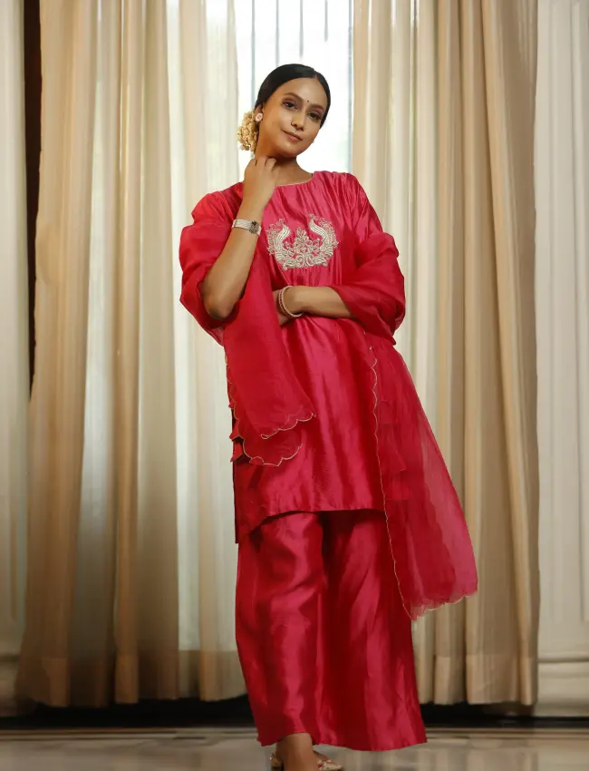 eeda_Noor Pink Dori Short Kurta Set_M