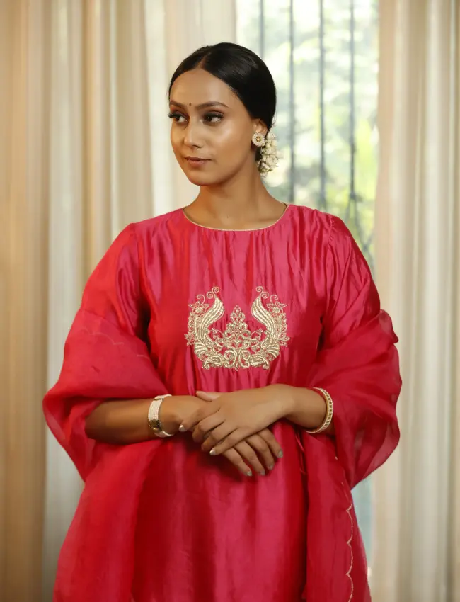 eeda_Noor Pink Dori Short Kurta Set_M