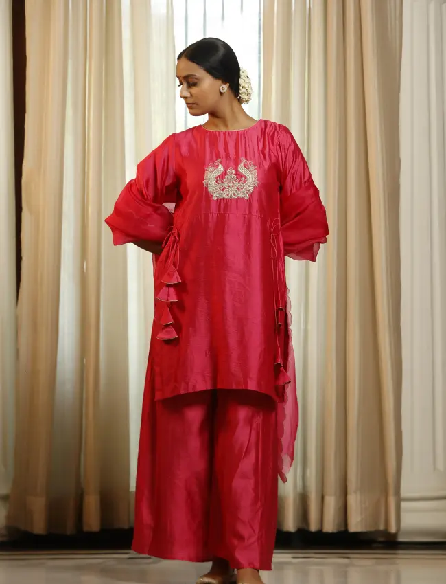eeda_Noor Pink Dori Short Kurta Set_M