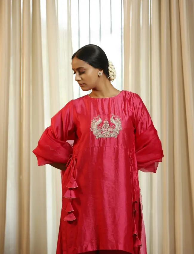 eeda_Noor Pink Dori Short Kurta Set_M