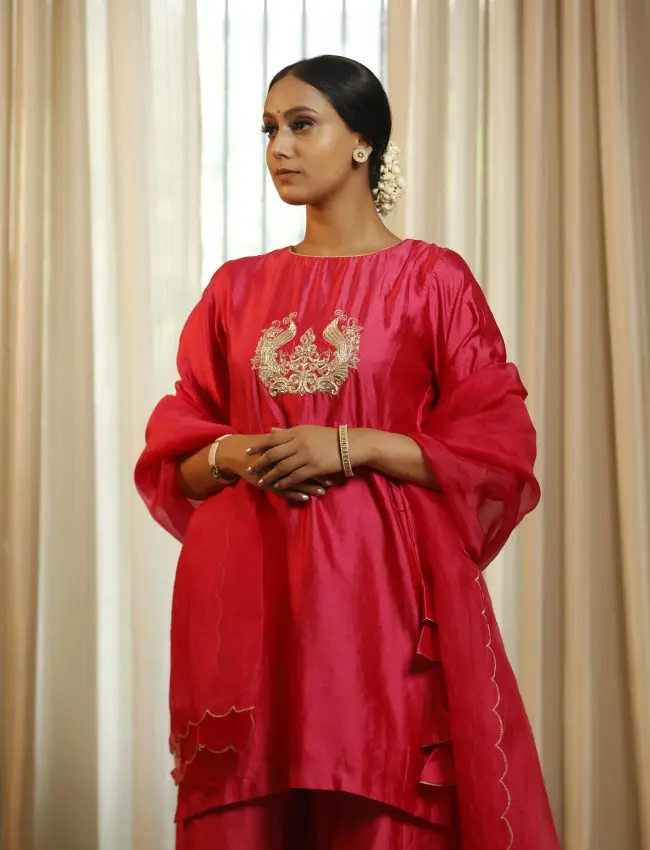 eeda_Noor Pink Dori Short Kurta Set_M