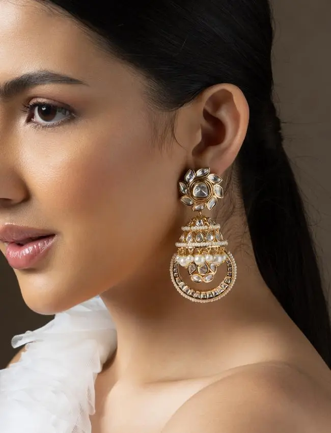Polki And Pearl Jhumka Earrings ERJBR23AU1