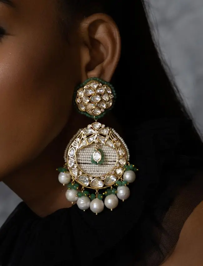 Polki And Pearl Drop Earrings ERJBR23AU10