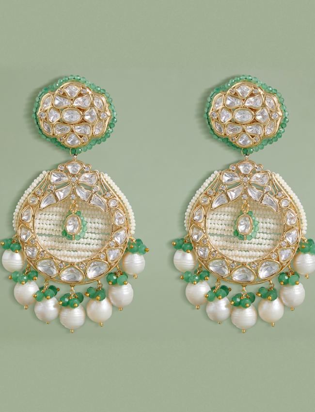 Polki And Pearl Drop Earrings