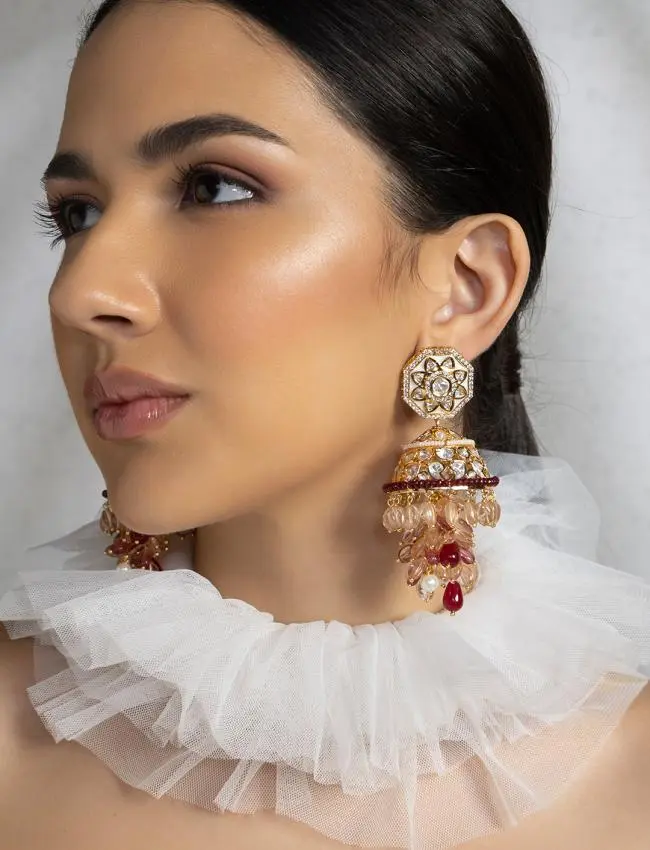 Polki And Jade Tumbles Jhumka Earrings ERJBR23AU12