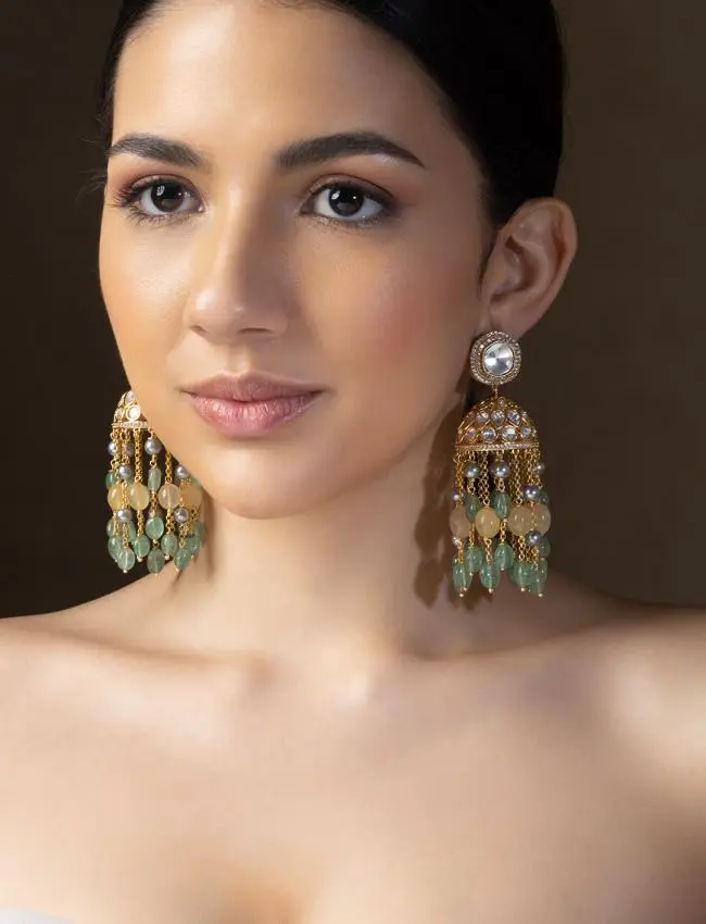 Multi Colour Polki Jhumka Earrings ERJBR23AU14