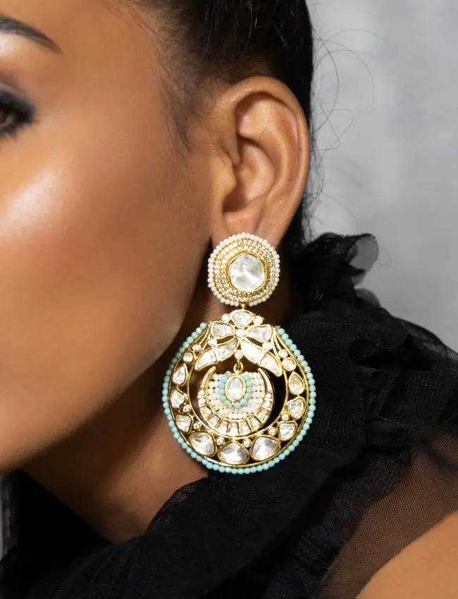 Polki And Pearl Drop Earrings ERJBR23AU8