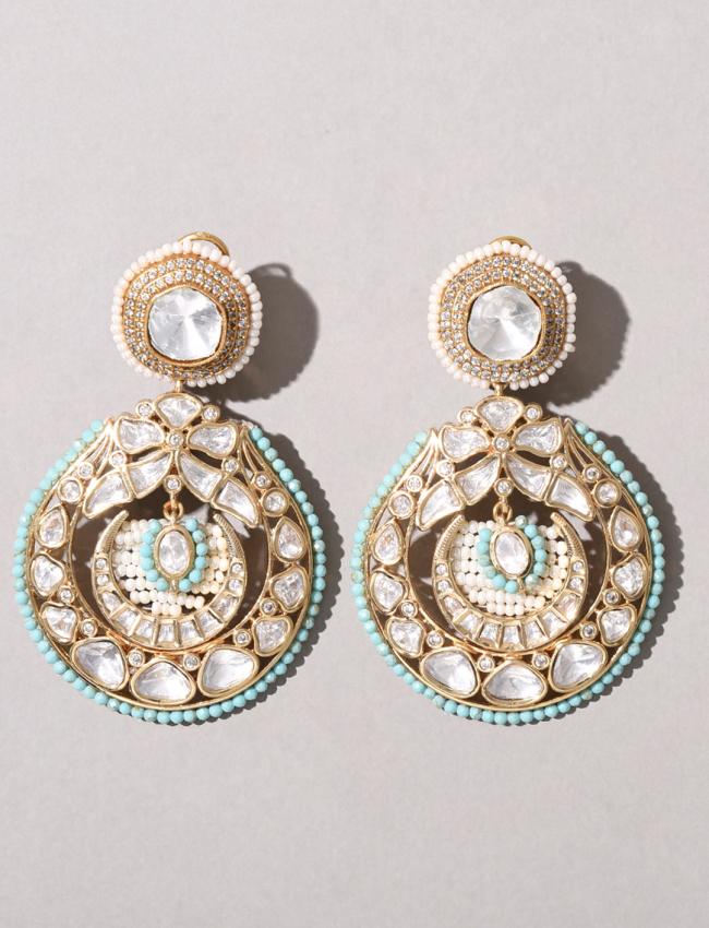 Polki And Pearl Drop Earrings