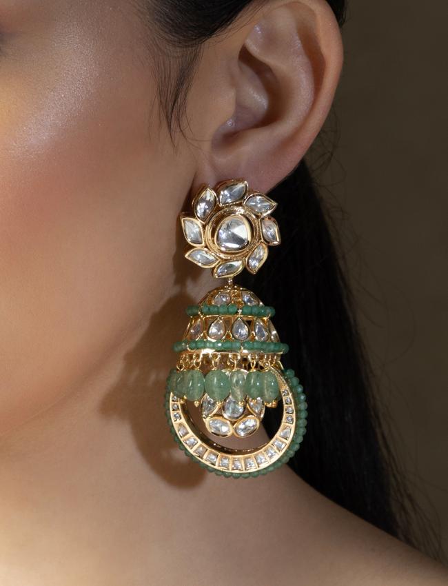 Played Polki Beaded Jhumka Earrings