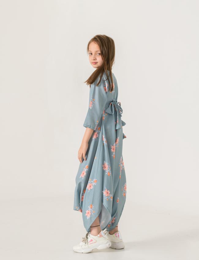 Aqua Blue Dhoti Jumpsuit Kids