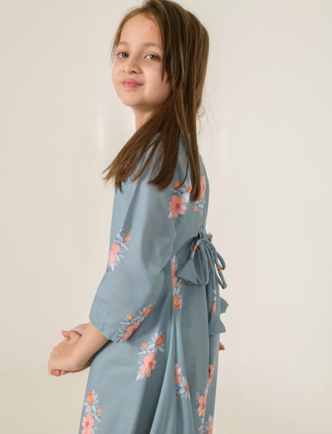 Aqua Blue Dhoti Jumpsuit Kids