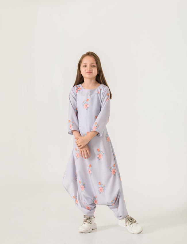 Slate Grey Dhoti Jumpsuit Kids