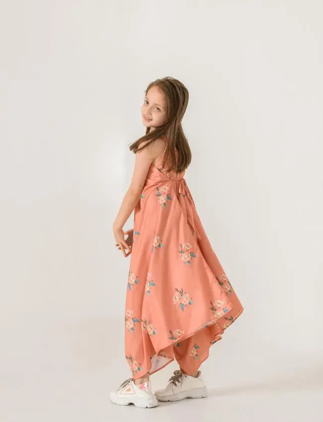 Scarlet Orange Palazzo Jumpsuit Kids
