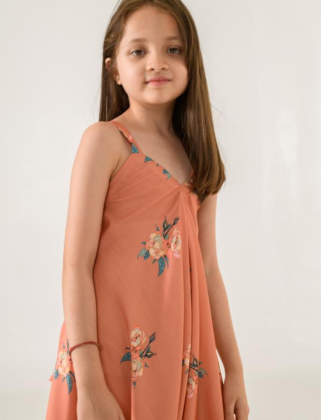 Scarlet Orange Palazzo Jumpsuit Kids