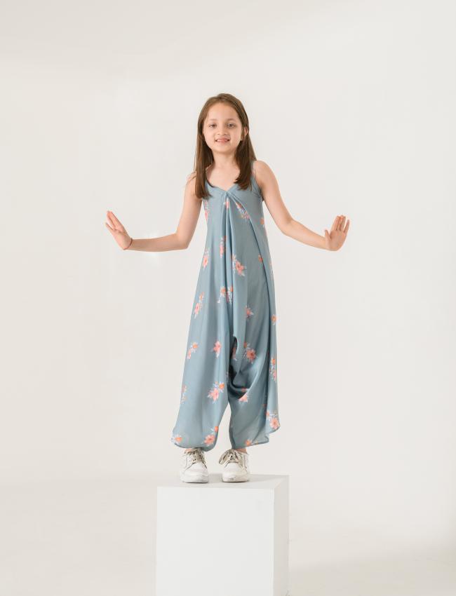 Aqua Blue Palazzo Jumpsuit Kids