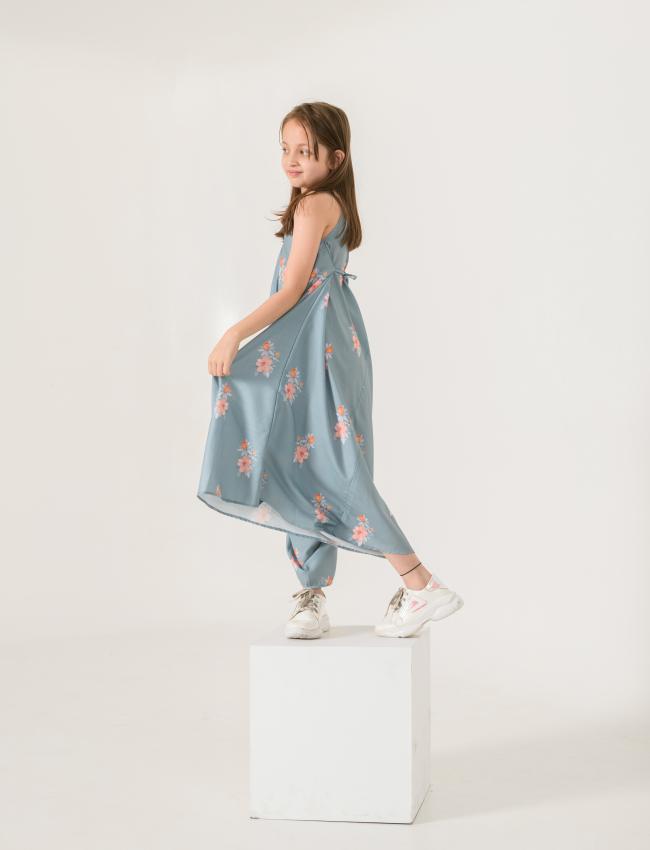 Aqua Blue Palazzo Jumpsuit Kids