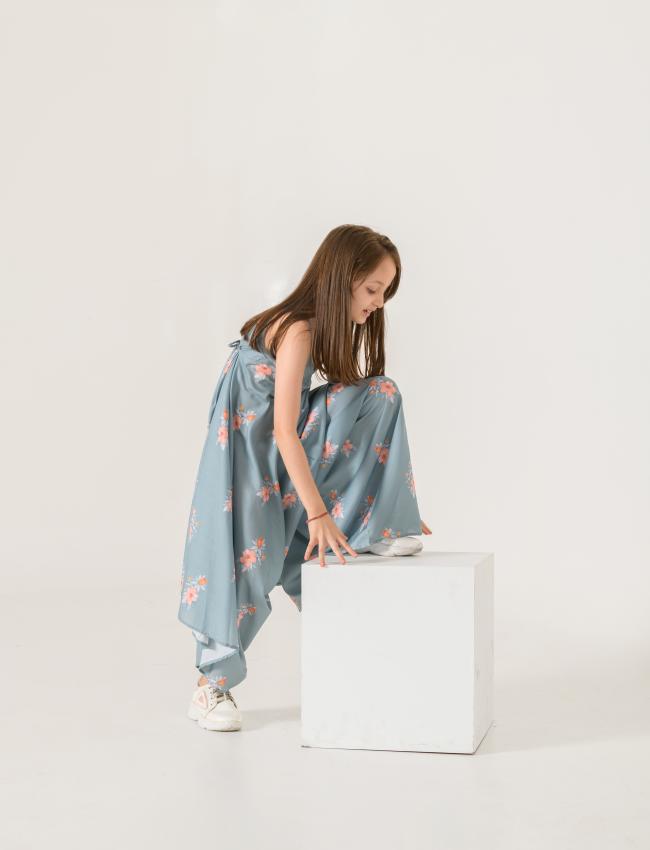 Aqua Blue Palazzo Jumpsuit Kids