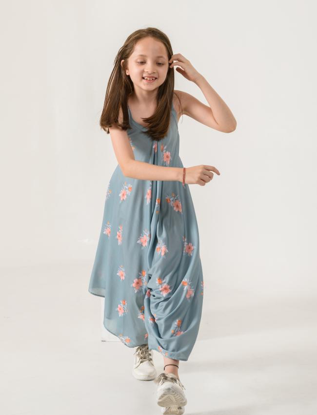 Aqua Blue Palazzo Jumpsuit Kids