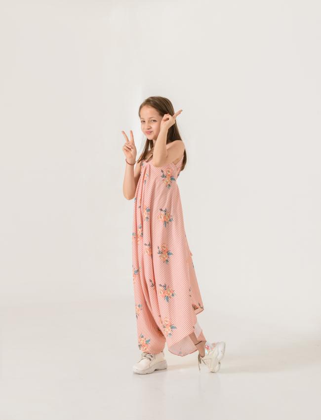 Scarlet Orange Striped Palazzo Jumpsuit Kids