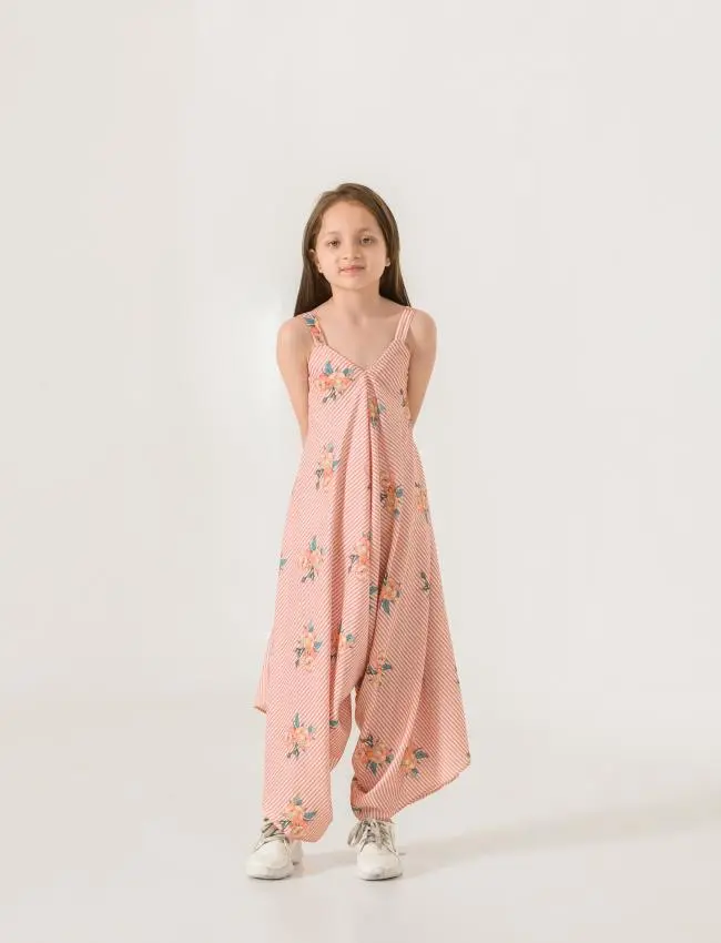 Scarlet Orange Striped Palazzo Jumpsuit Kids