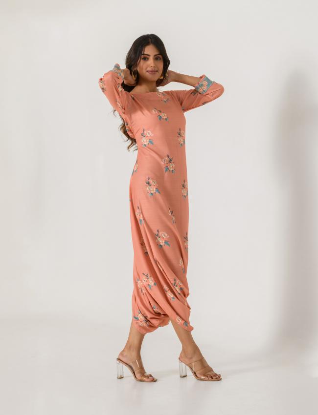 Scarlet Orange Dhoti Jumpsuit