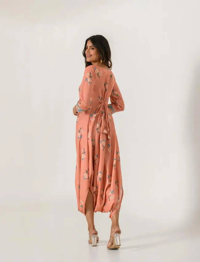 Mother Daughter Scarlet Orange Dhoti Jumpsuit