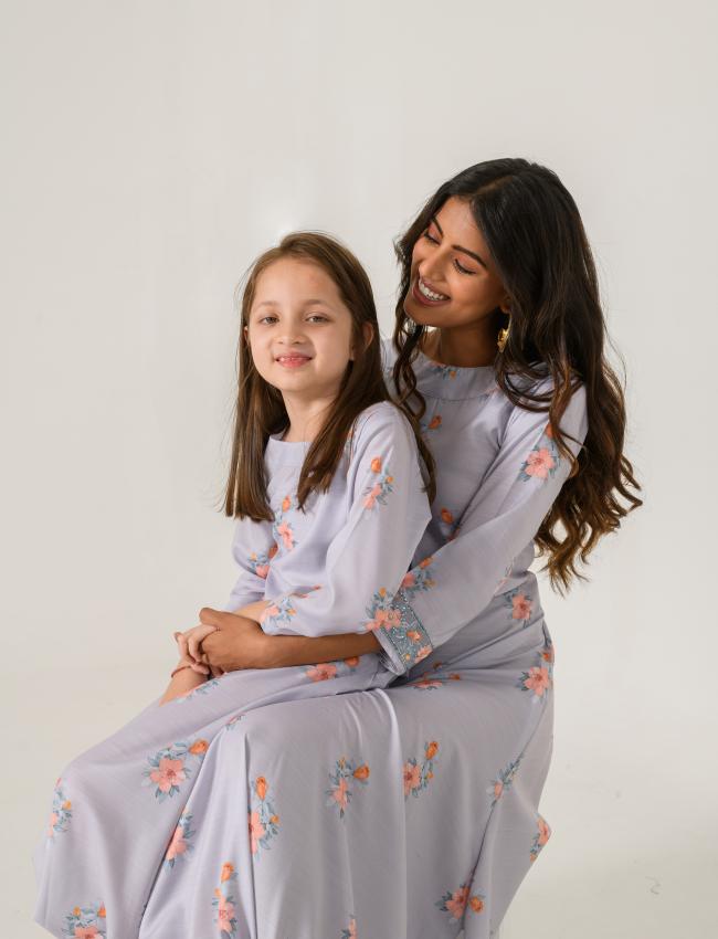 Mother Daughter Slate Grey Dhoti Jumpsuit