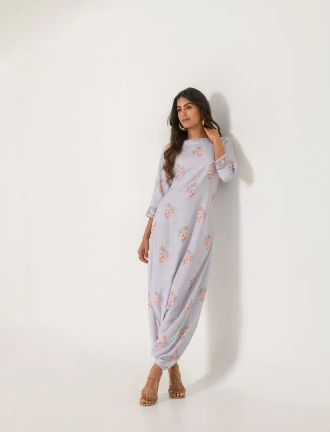 Mother Daughter Slate Grey Dhoti Jumpsuit