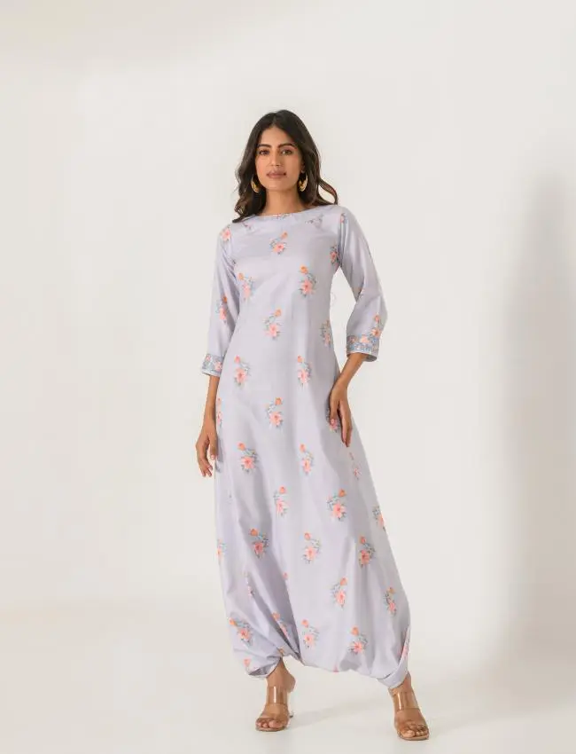 Mother Daughter Slate Grey Dhoti Jumpsuit
