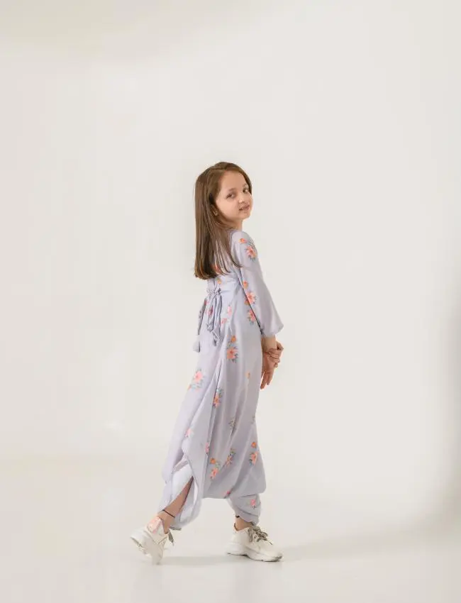 Mother Daughter Slate Grey Dhoti Jumpsuit