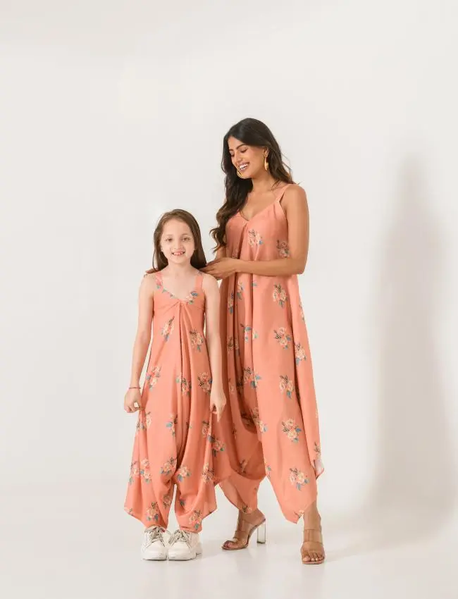 Mother Daughter Scarlet Orange Palazzo Jumpsuit