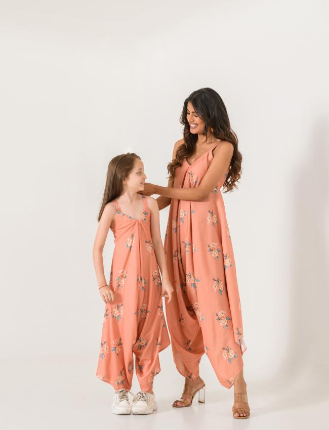 Mother Daughter Scarlet Orange Palazzo Jumpsuit