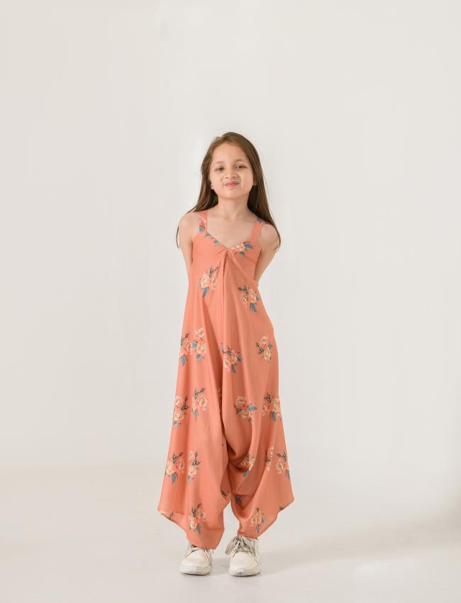 Mother Daughter Scarlet Orange Palazzo Jumpsuit