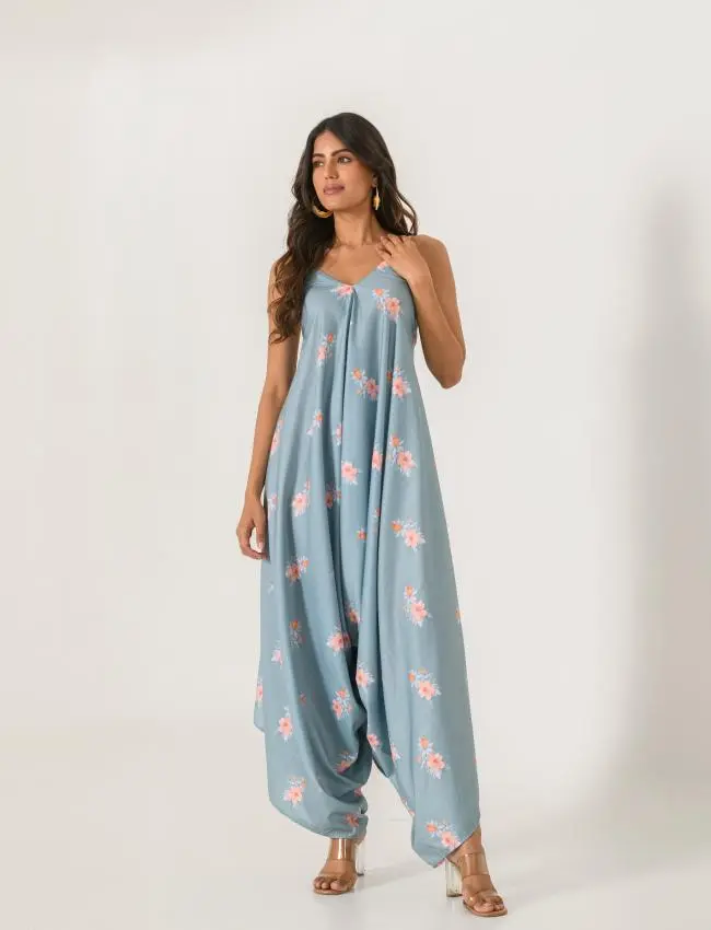 Mother Daughter Aqua Blue Palazzo Jumpsuit