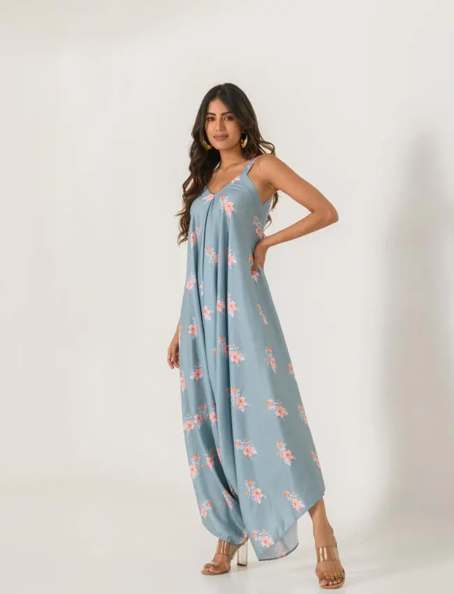 Mother Daughter Aqua Blue Palazzo Jumpsuit