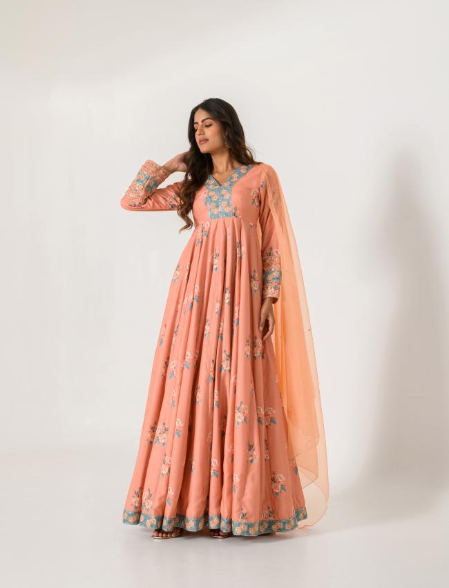 Scarlet Orange Anarkali Suit