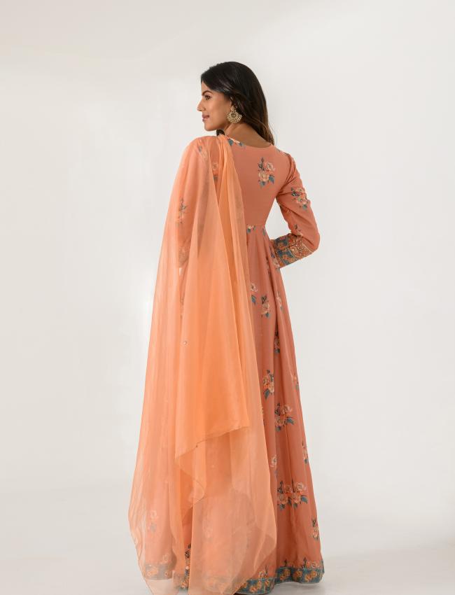 Scarlet Orange Anarkali Suit