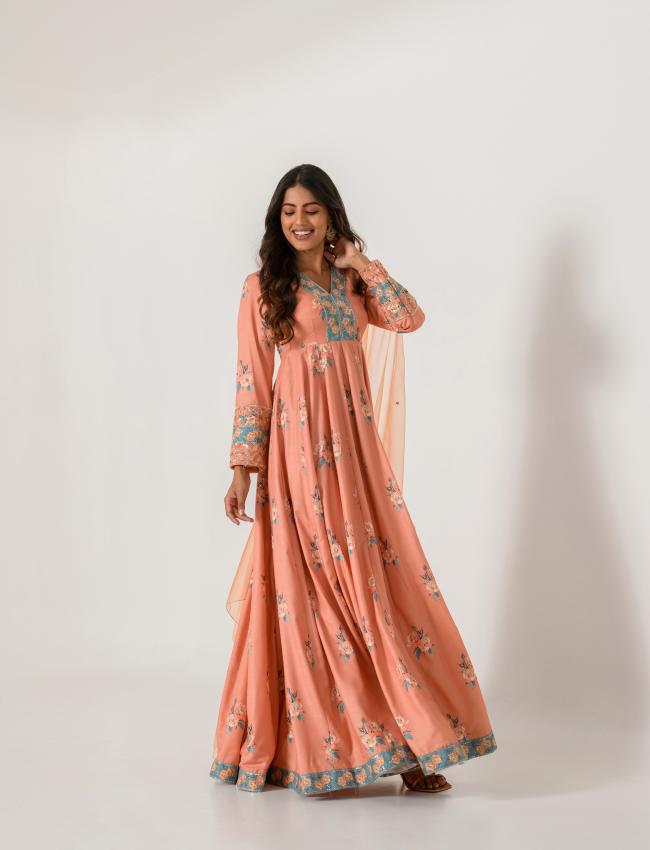 Scarlet Orange Anarkali Suit