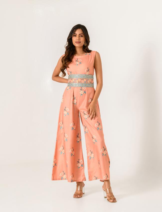 Scarlet Orange Embellished Jumpsuit