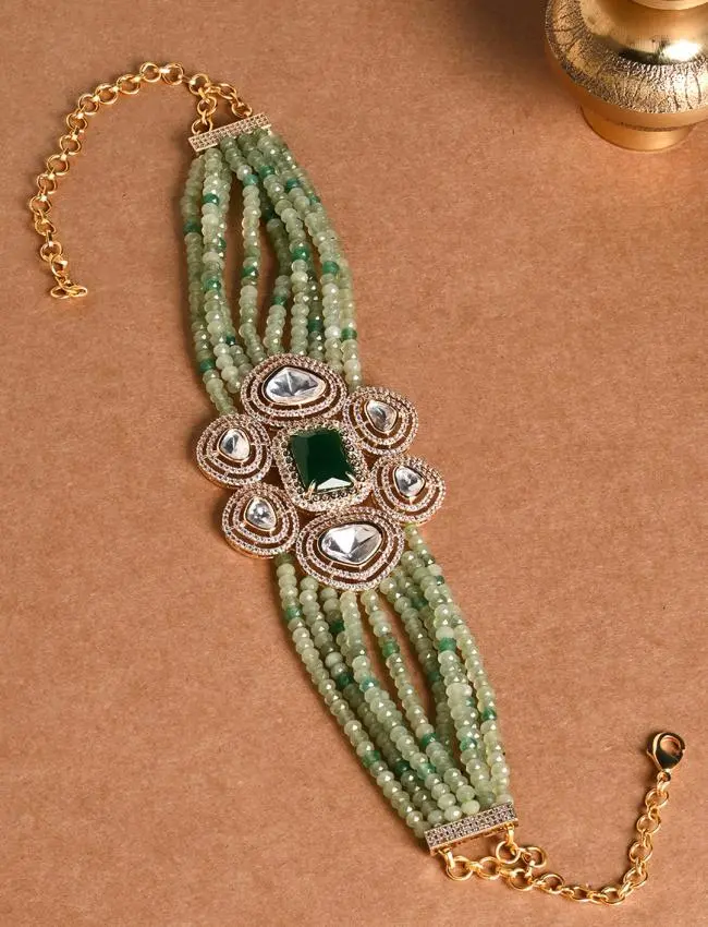 Glossy Green Choker With Earrings JBRMR24NKS79