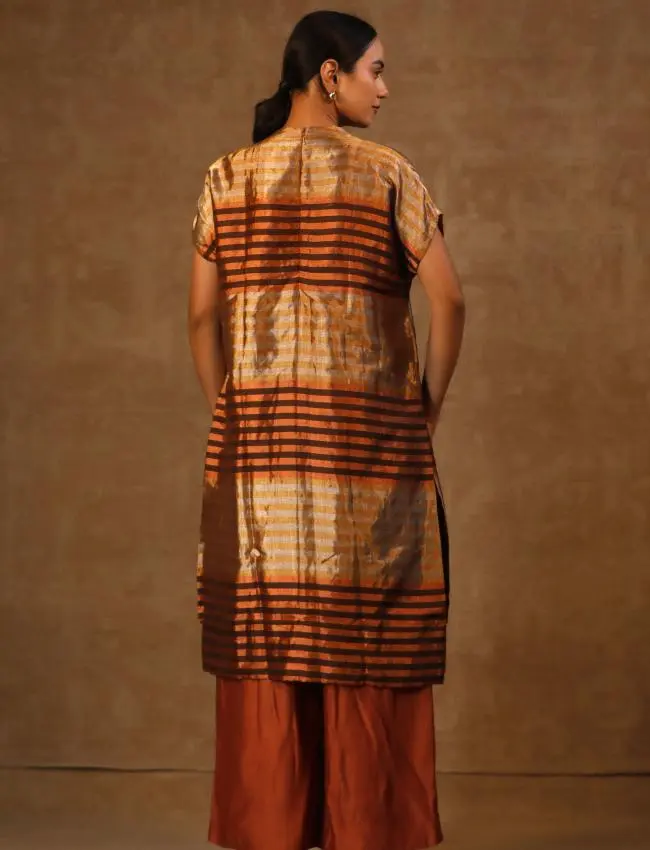 DHUN ZARI STRIPE DROP SHOULDER KURTA SET(K01)