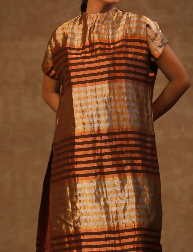 DHUN ZARI STRIPE DROP SHOULDER KURTA SET(K01)